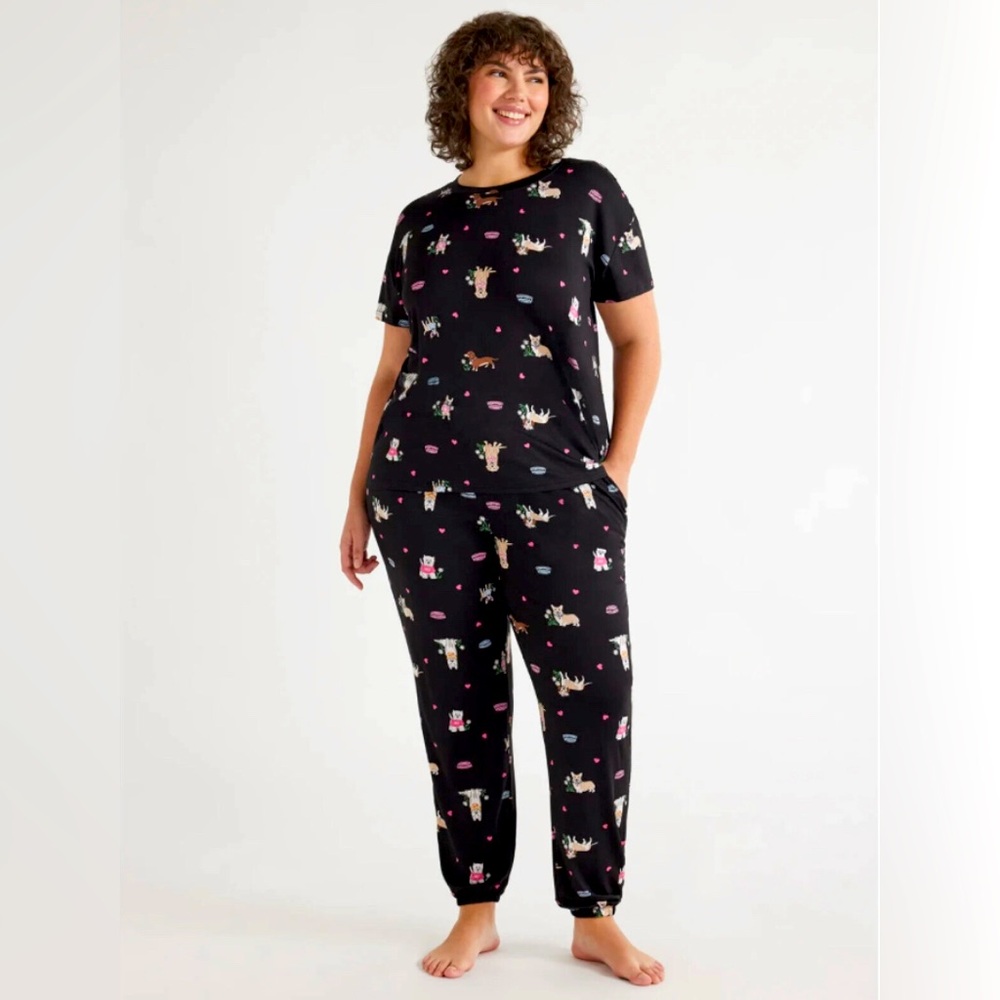 NWOT JOYSPUN Doggy Pajama Set Short Sleeve & Jogger Pants with Pockets |Size 3X